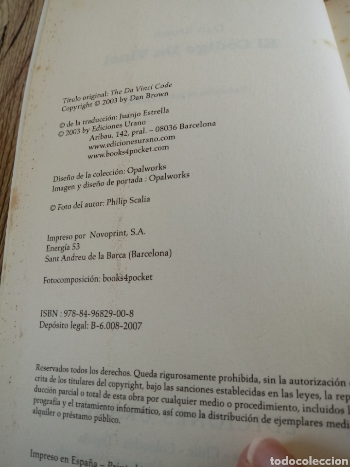Libros de segunda mano: El codigo da Vinci de Dan Brow. - Foto 3