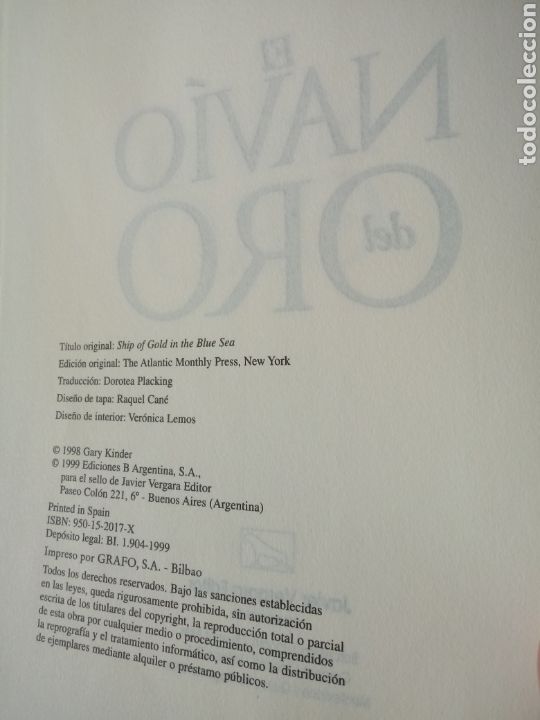 Libros de segunda mano: El Navio del Oro de Gary Kinder - Foto 3