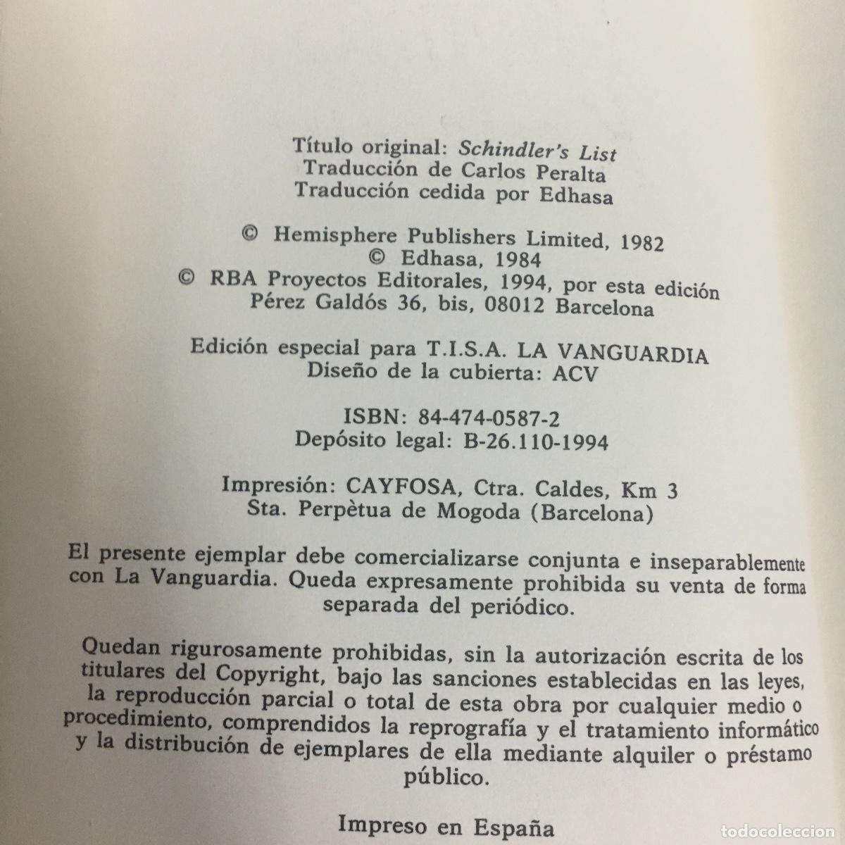 Libros de segunda mano: La Lista De Schindler Thomas Keneally. REF: 1 - Foto 3