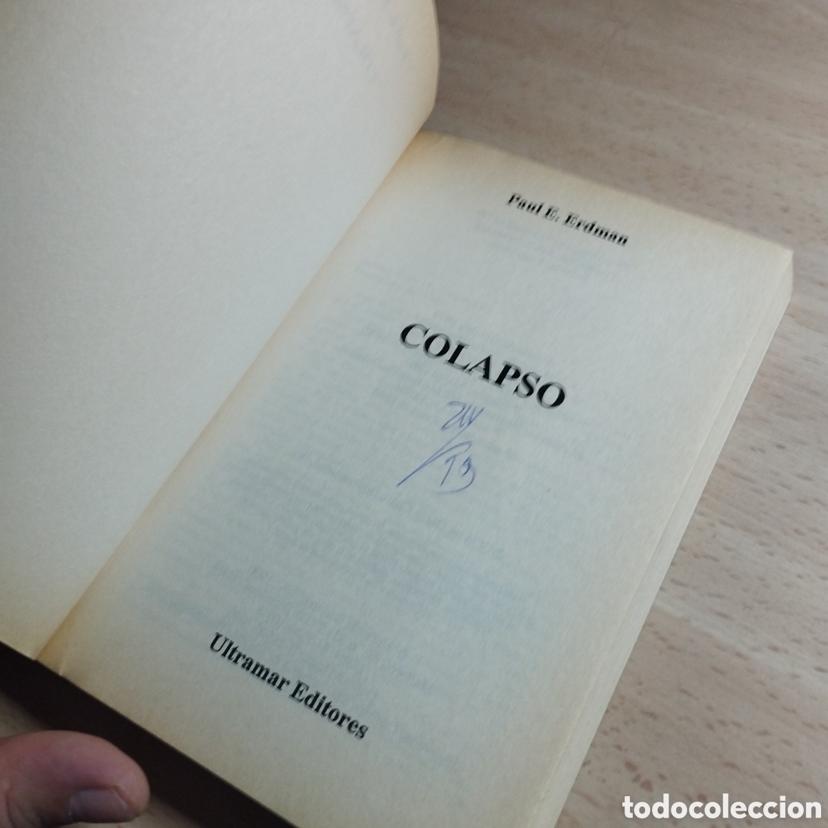 Libros de segunda mano: Colapso. Pa&uacute;l E.Erdman. ediciones Ultramar. - Foto 4