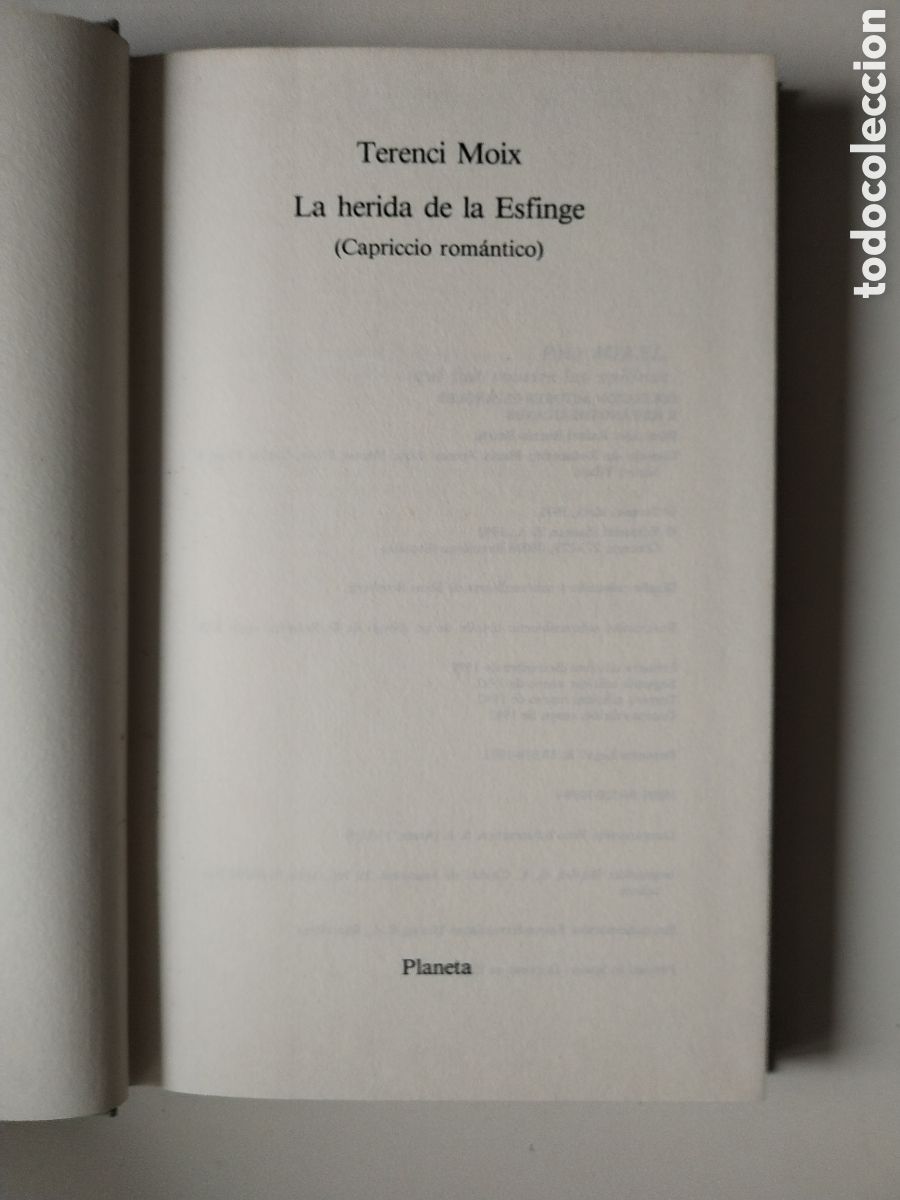 Libros de segunda mano: LA HERIDA DE LA ESFINGE/TERENCI MOIX - Foto 2