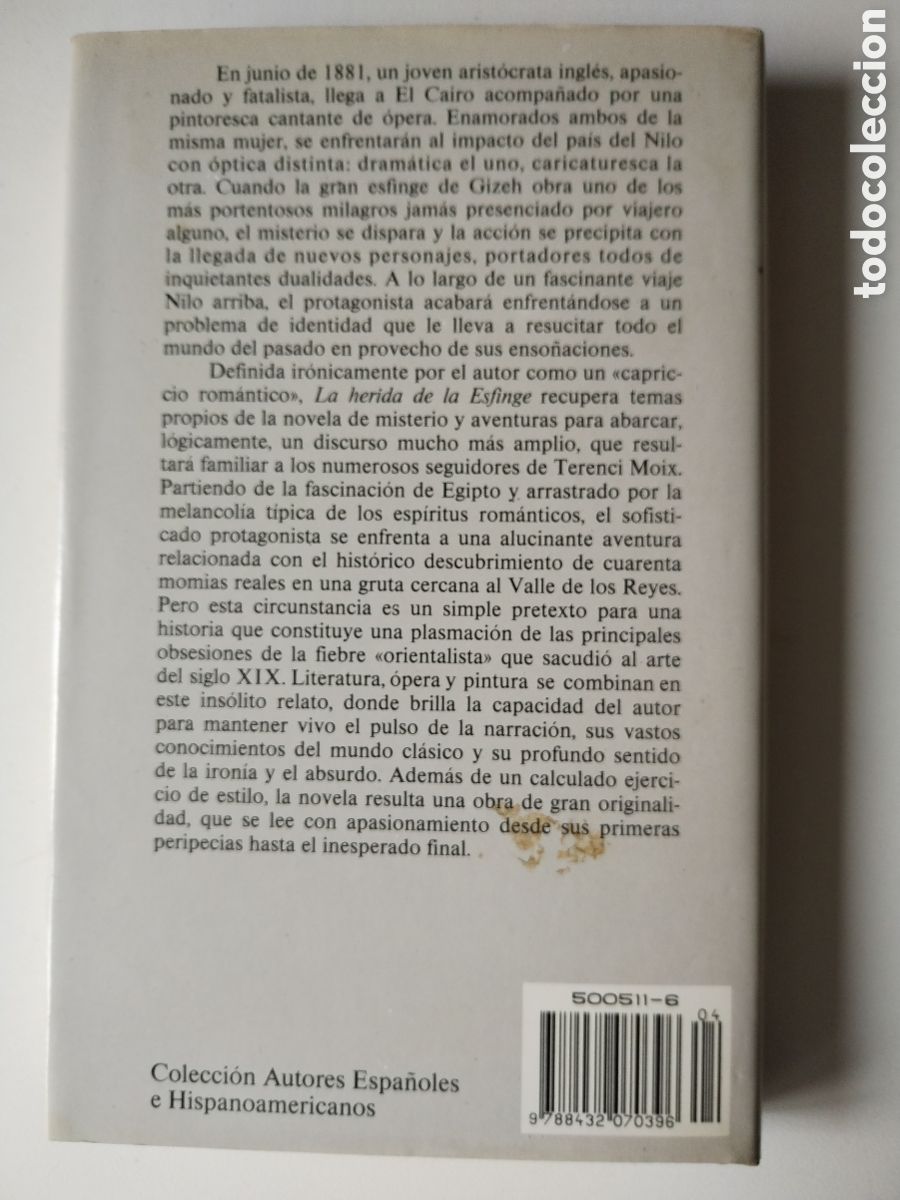 Libros de segunda mano: LA HERIDA DE LA ESFINGE/TERENCI MOIX - Foto 3
