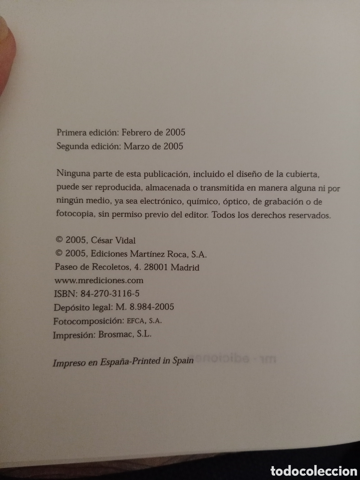 Libros de segunda mano: El viento de los dioses C&eacute;sar Vidal - Mart&iacute;nez Roca - Foto 4
