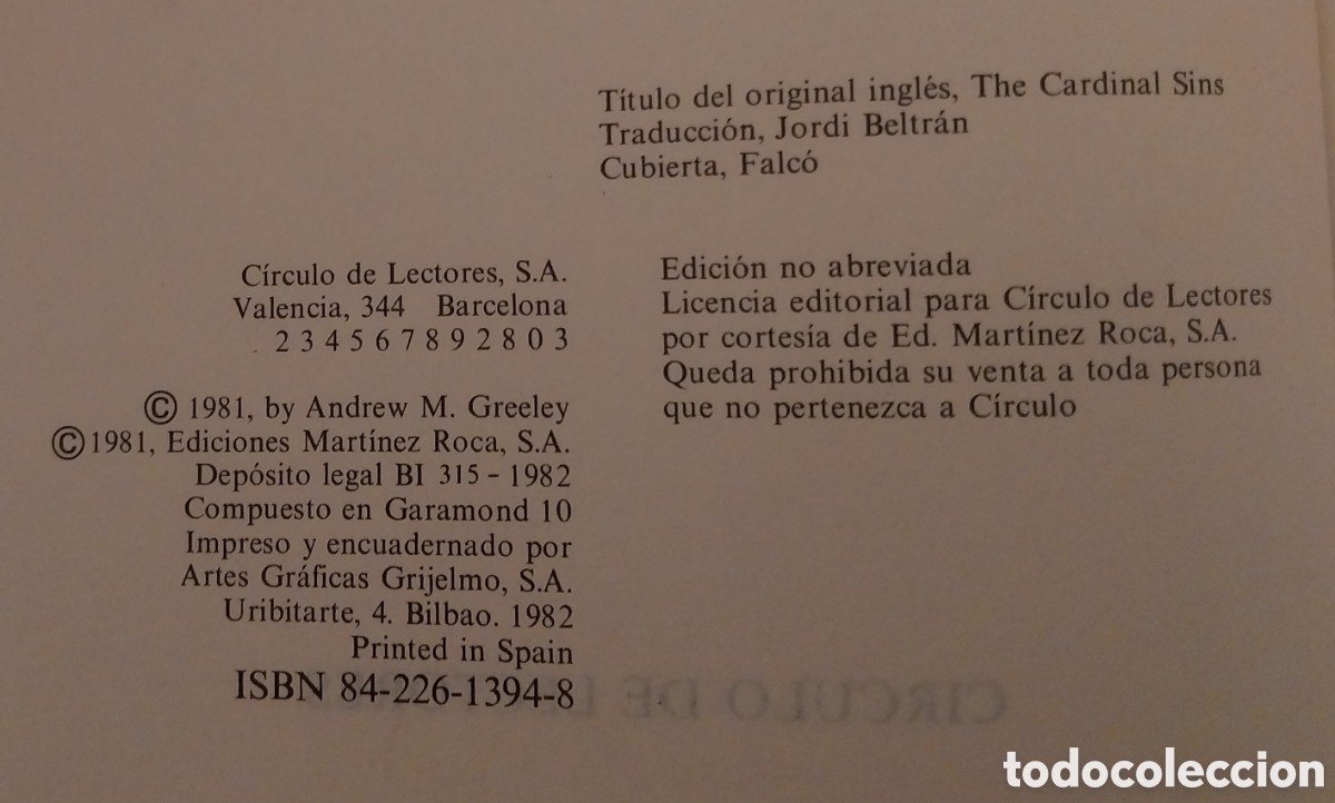 Libros de segunda mano: Novela &rdquo;Los Pecados Cardinales&rdquo; - Foto 4