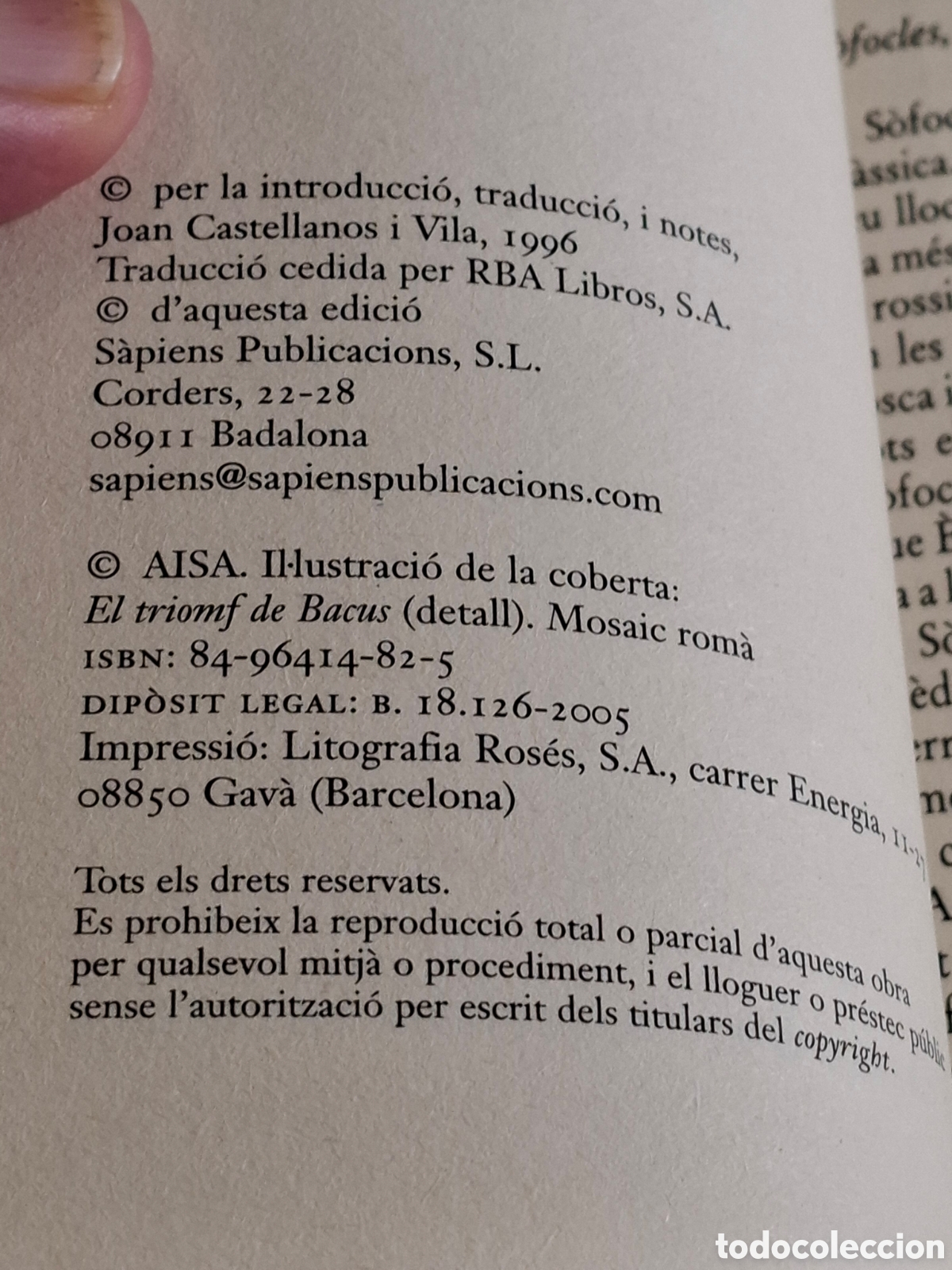 Libros de segunda mano: L15. &Egrave;dip Rei - S&ograve;focles, Sapiens 2005. - Foto 7