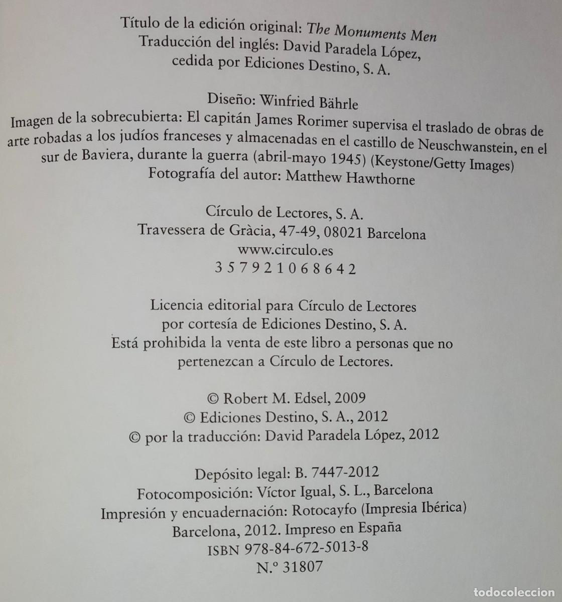 Libros de segunda mano: THE MONUMENTS MEN - ROBERT M. EDSEL - C&Iacute;RCULO DE LECTORES, 2012 - Foto 4