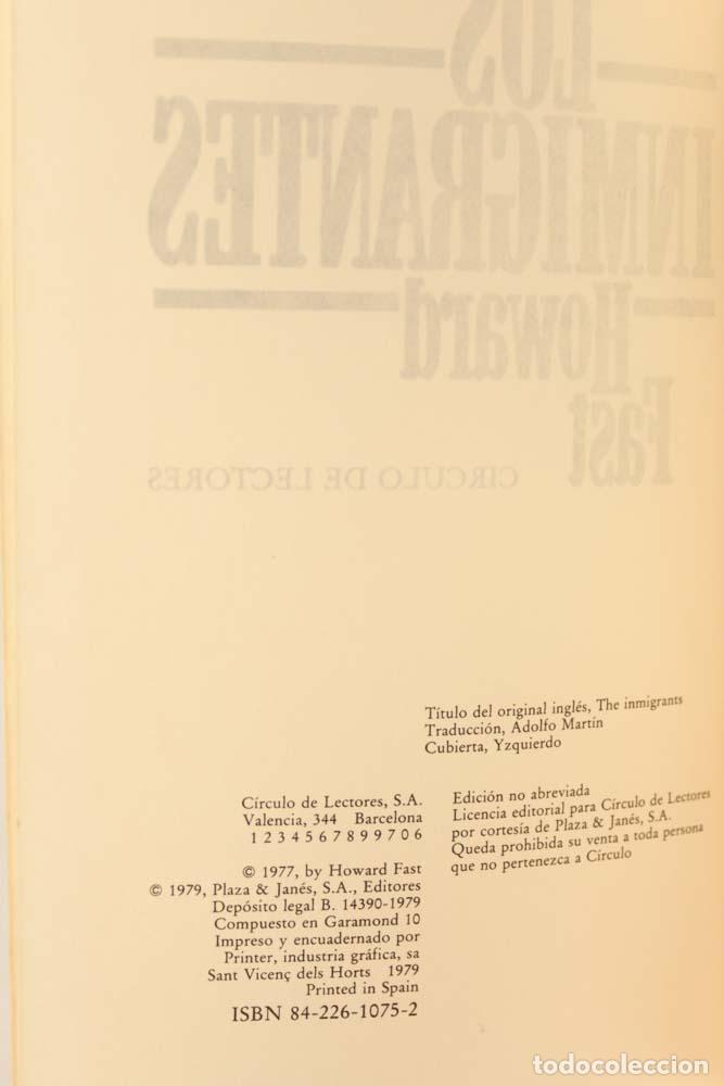 Libros de segunda mano: Los inmigrantes - Howard Fast - Foto 3