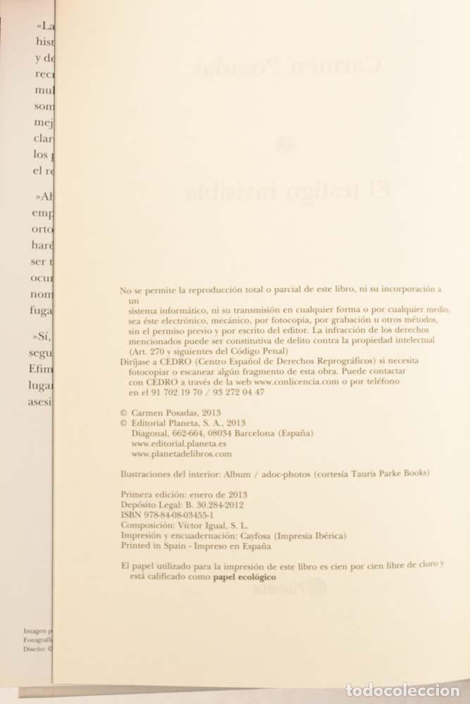 Libros de segunda mano: El testigo invisible - Carmen Posadas - Foto 4