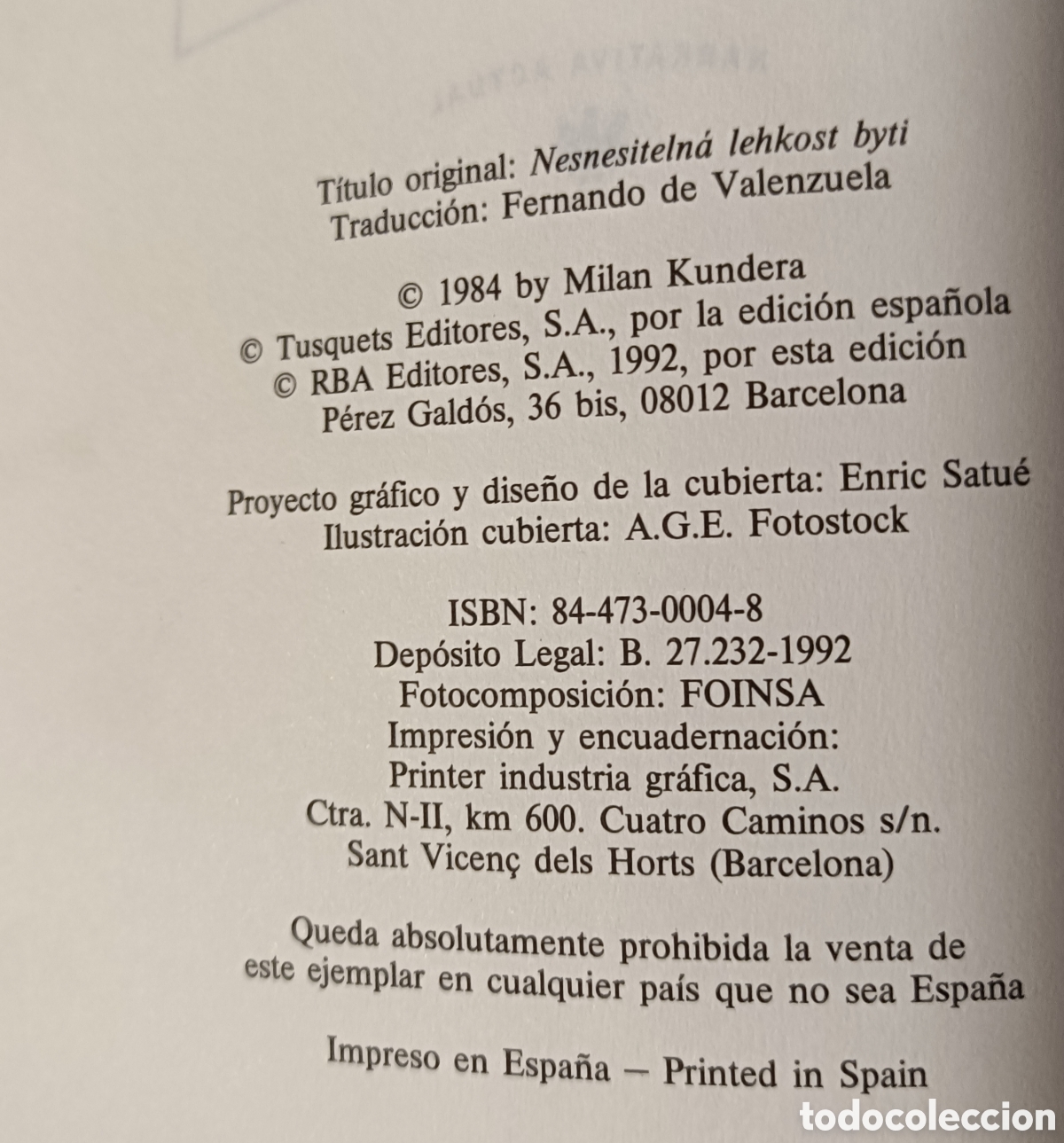 Libros de segunda mano: Milan Kundera. La insoportable levedad del ser - Foto 2