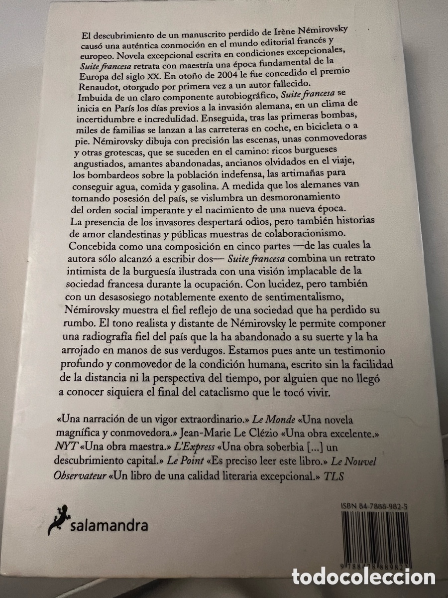 Libros de segunda mano: Suite Francesa. Irene Nemirovsky. Ed. Salamandra. - Foto 2