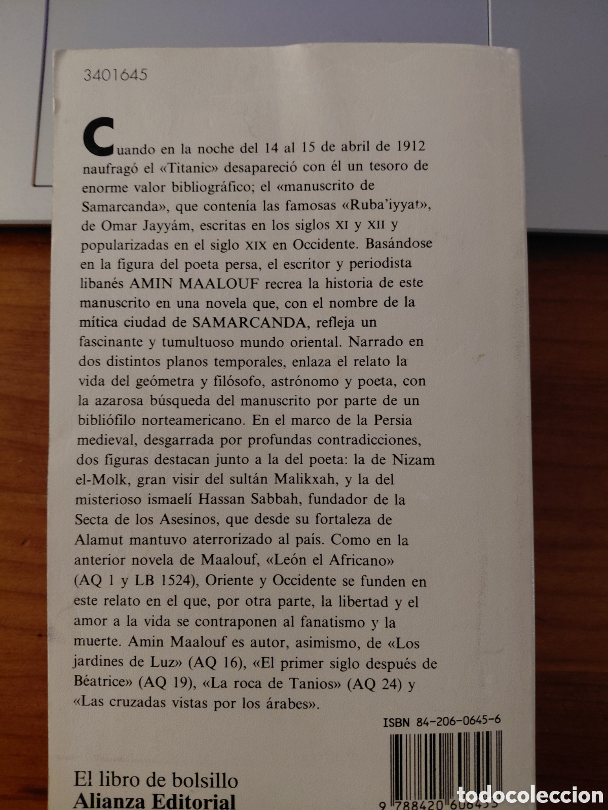 Libros de segunda mano: Samarcanda, Amin Maalouf, Alianza - Foto 2