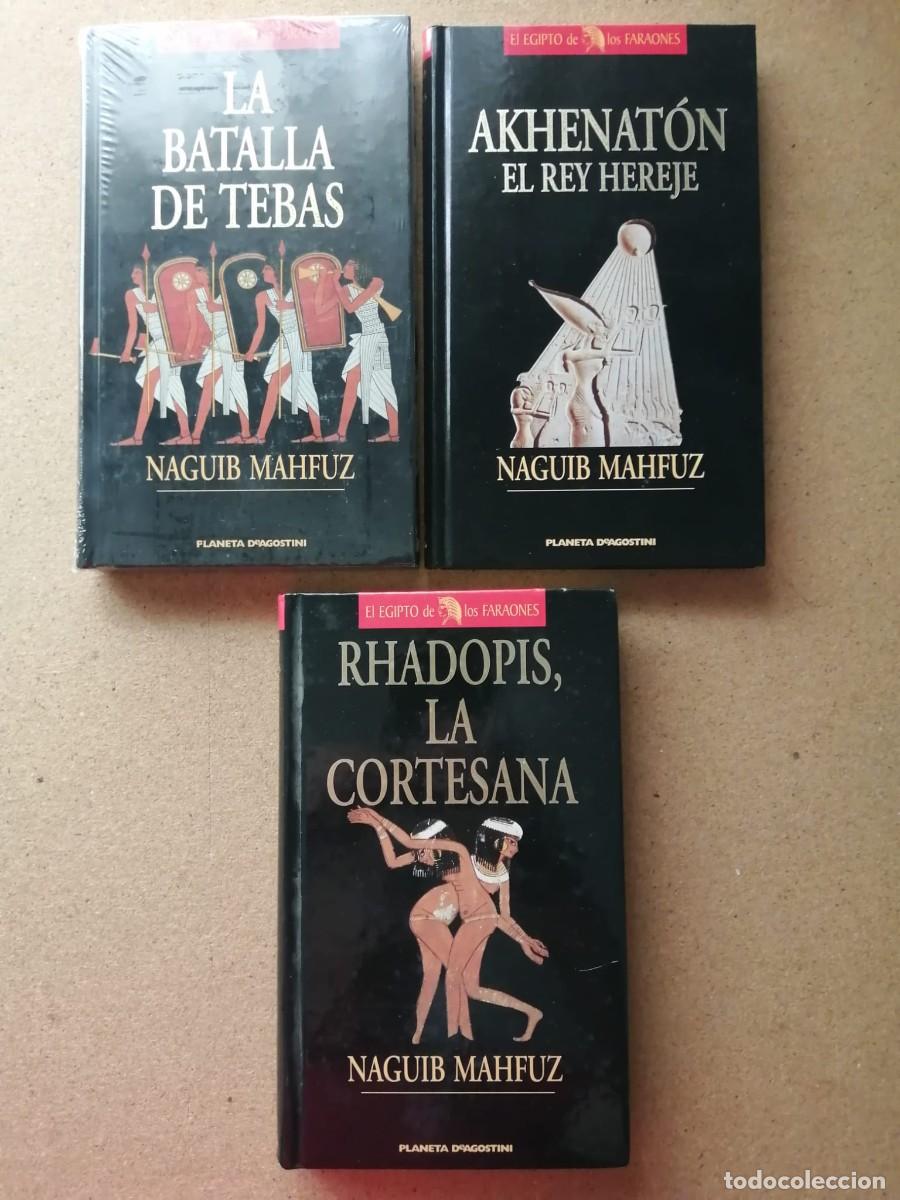 Libros de segunda mano: LA BATALLA DE TEBAS - AKHENATON EL REY HEREJE - RHADOPIS LA CORTESANA (NAGUIB MAHFUZ)