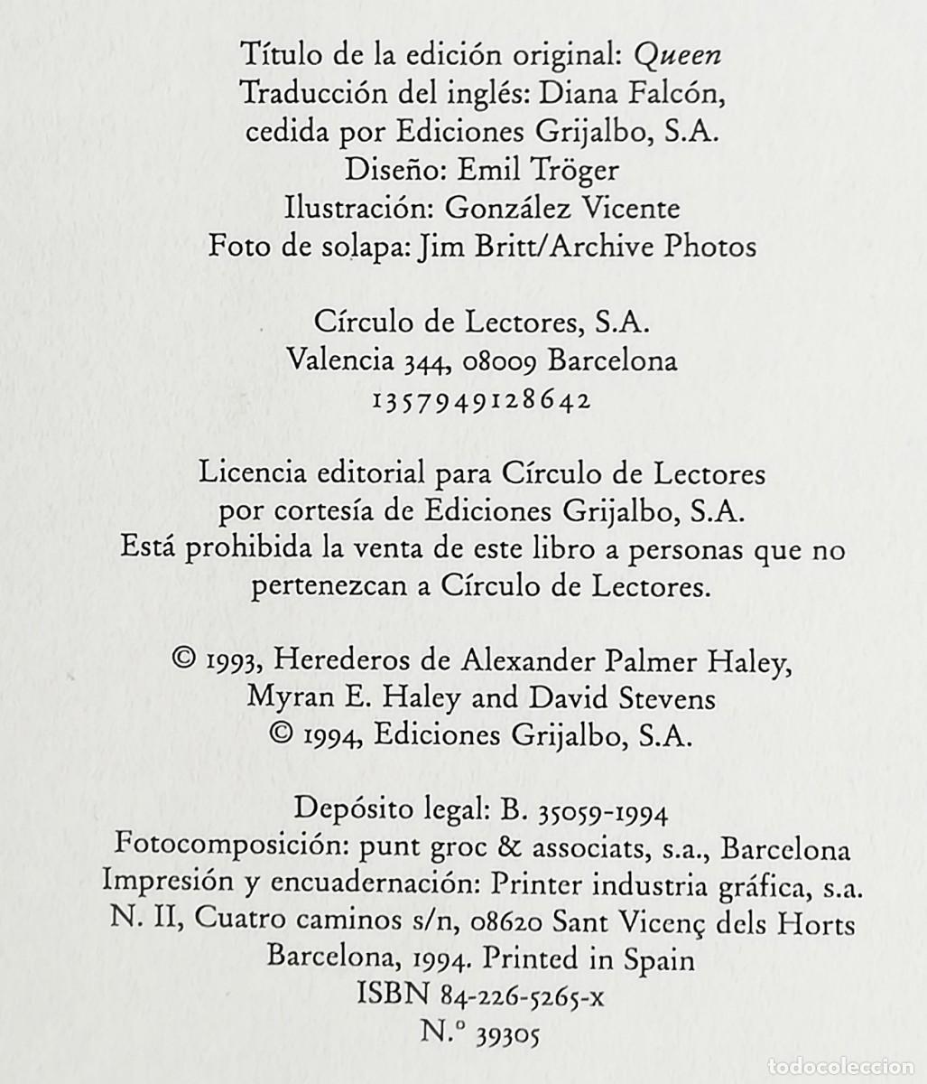 Libros de segunda mano: Queen (Alex Haley y David Stevens) C&iacute;rculo de lectores - Foto 2