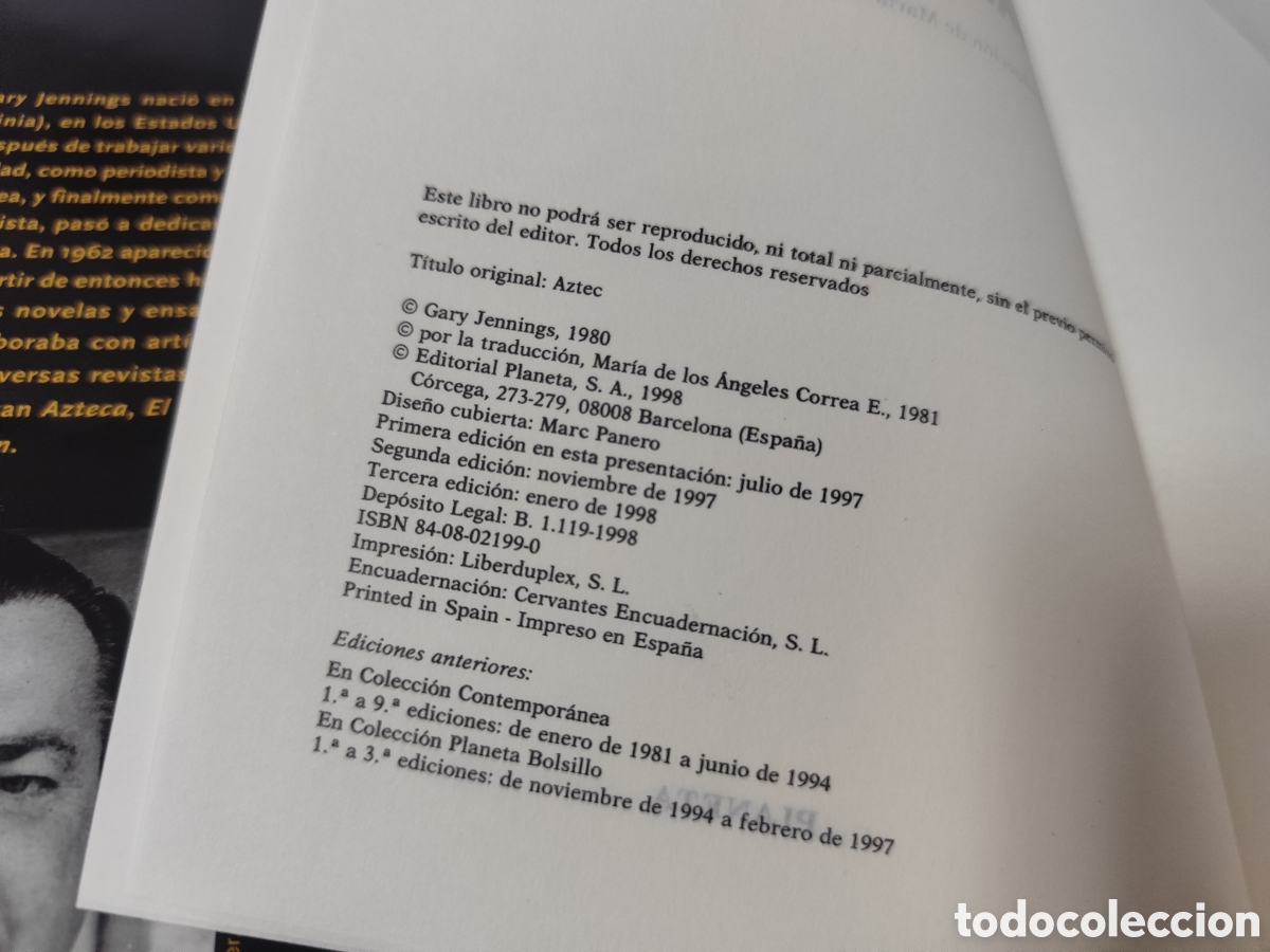 Libros de segunda mano: GARY JENNINGS - AZTECA - PLANETA 2000 - Foto 7