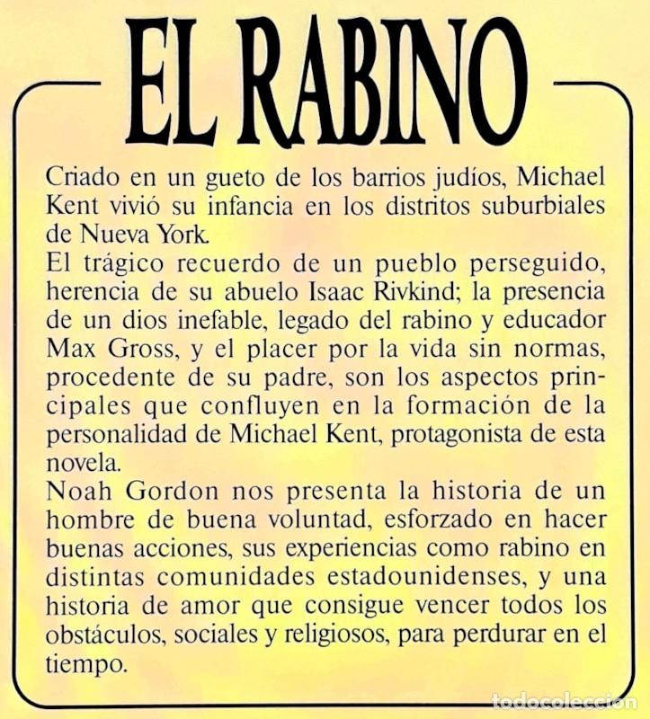 Libros de segunda mano: El rabino - Noah Gordon - Ediciones B - 1994 - Foto 5