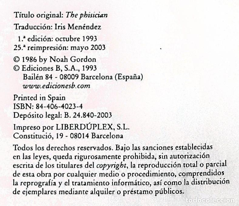 Libros de segunda mano: El m&eacute;dico - Noah Gordon - Ediciones B, 2003 - Foto 10