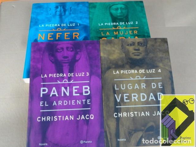 Second hand books: JACQ, Christian: La Piedra de Luz:Nefer el silencioso-La mujer sabia-Paneb el ardiente-Lugar de verd