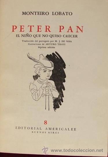 Libros de segunda mano: PETER PAN, VERSION DE MONTEIRO LOBATO. 1960 - Foto 2