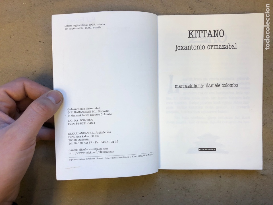 Libros de segunda mano: KITTANO. JOXEANTONIO ORMAZ&Aacute;BAL. ELKARLANEAN 2000. - Foto 2