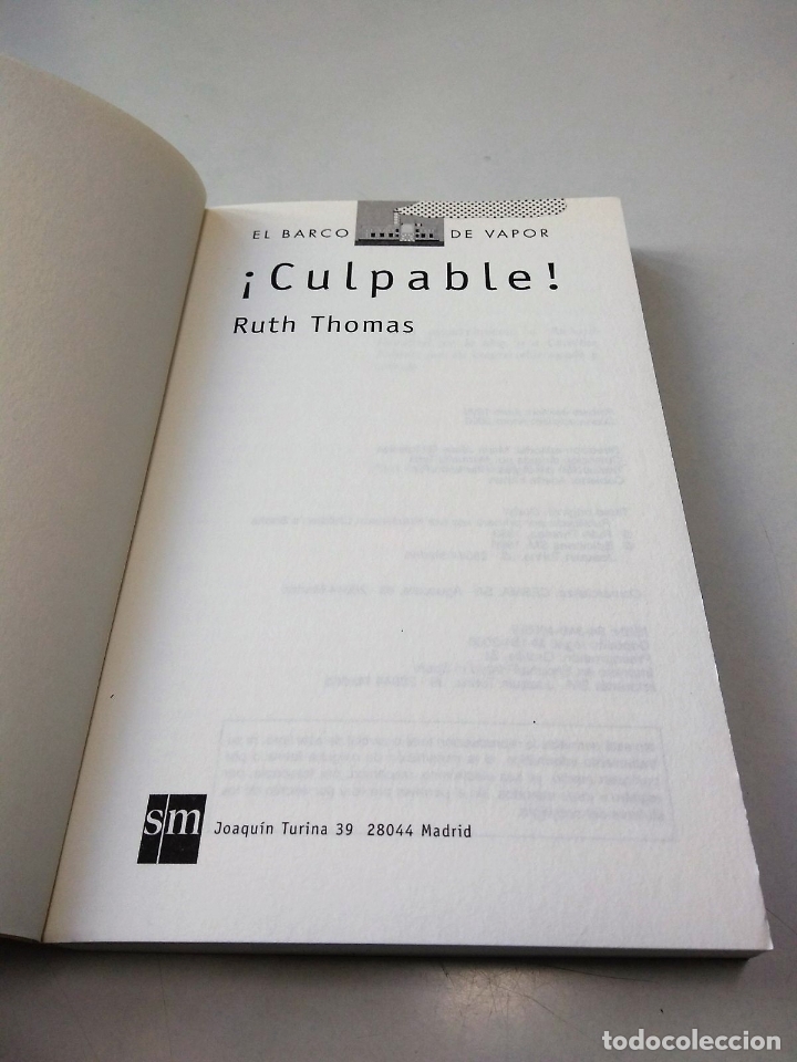 Libros de segunda mano: CULPABLE | RUTH THOMAS | EDICIONES SM 2000 - Foto 2