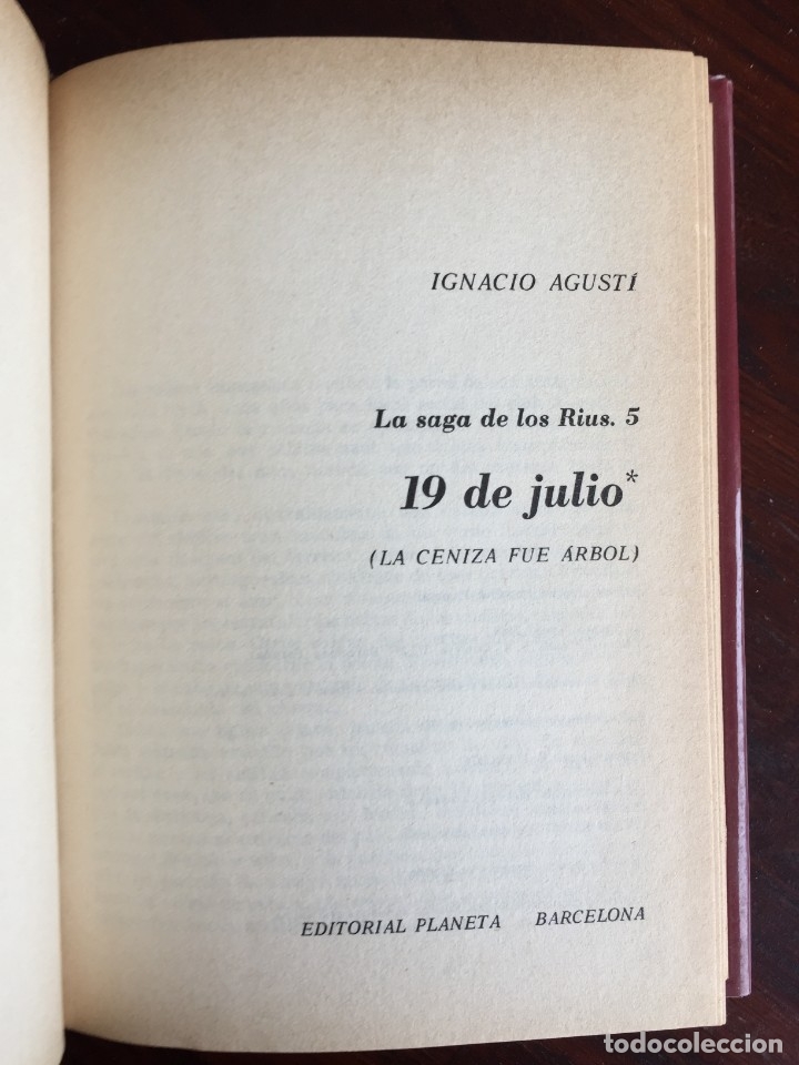 Libros de segunda mano: libro La saga de los Rius. De Ignacio Agust&iacute;. 19 de Julio, Novela burgues&iacute;a BCN, 2 vol.