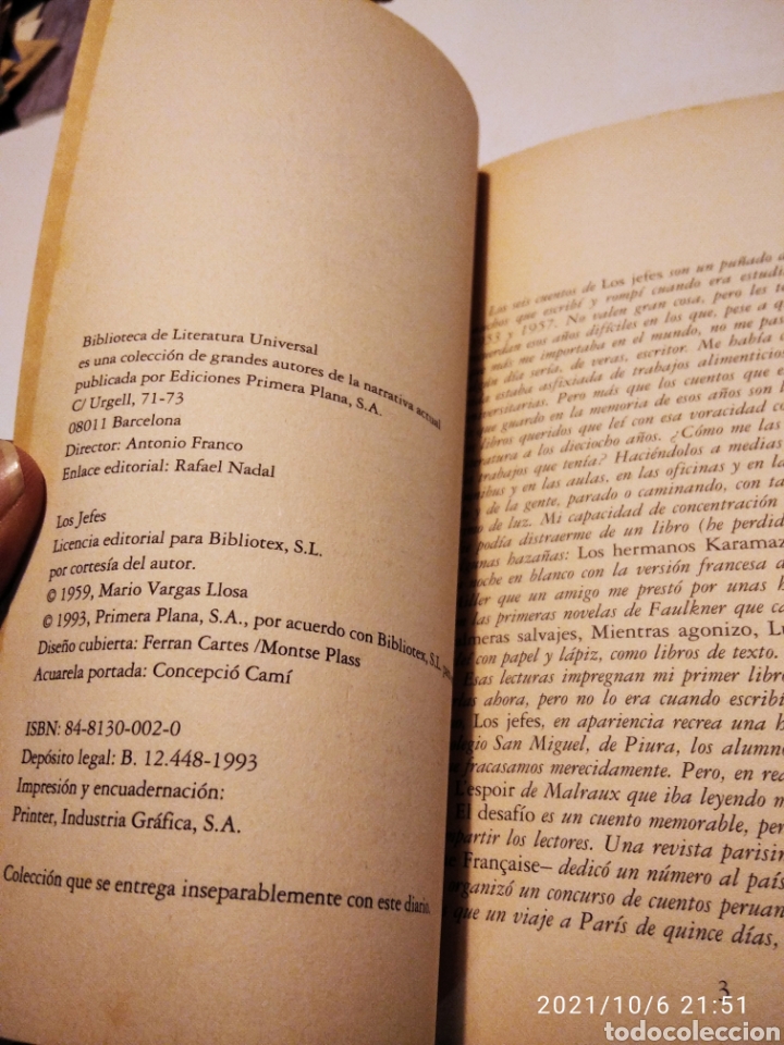 Libros de segunda mano: Libro los jefes, Mario Vargas Llosa - Foto 2