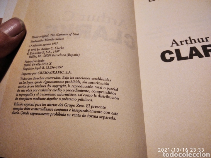 Libros de segunda mano: Libro El martillo de Dios, Arthur C Clarke - Foto 2
