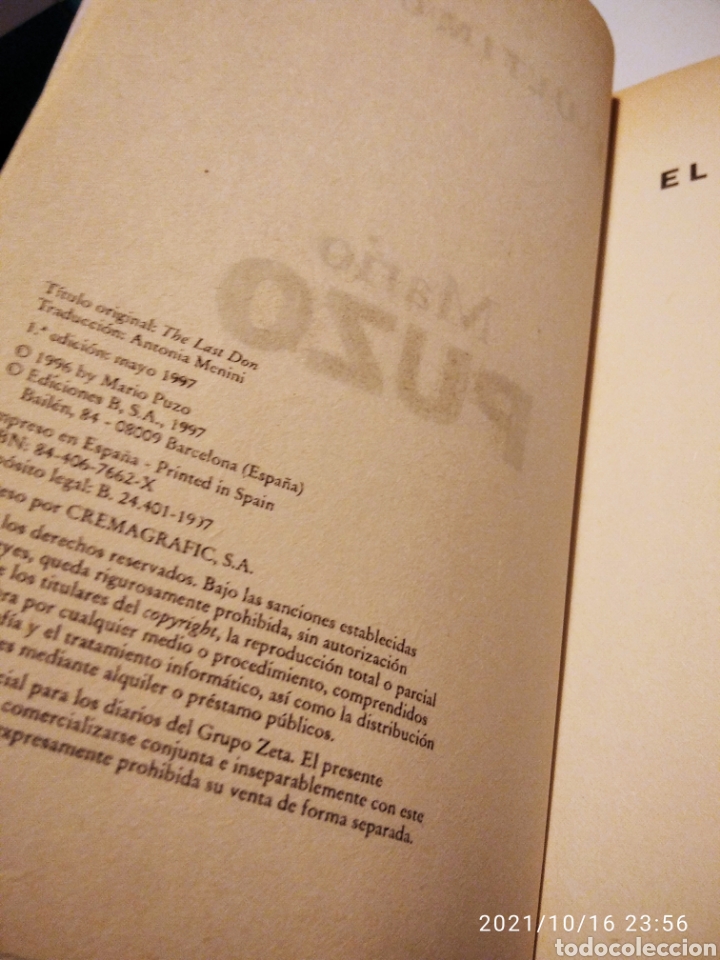 Libros de segunda mano: Libro El &uacute;ltimo Don, Mario Puzo - Foto 2