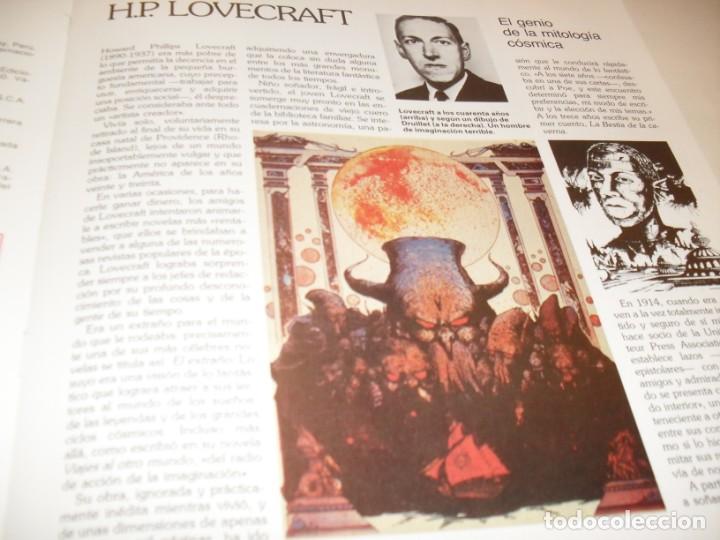 Libros de segunda mano: FICHA MAESTROS DE LO INSOLITO:H.P.LOVECRAFT.LAMINA ESCRITA E ILUSTRADA A 2 CARAS.ORBIS,1981.