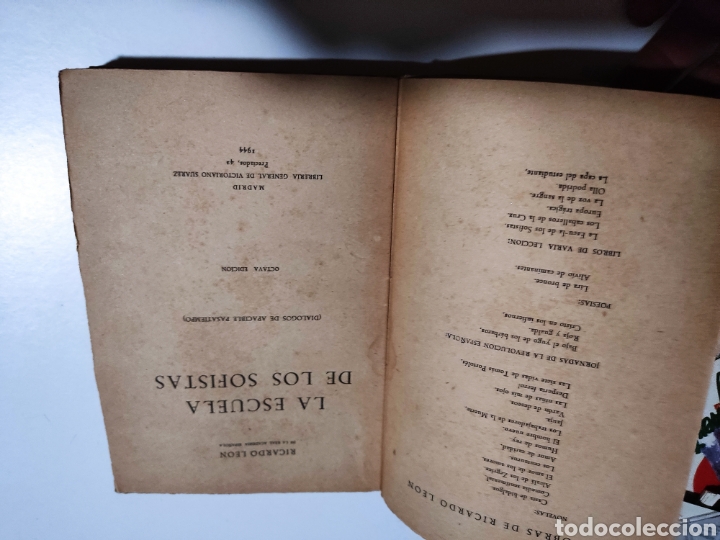 Libros de segunda mano: Libro La escuela de Los Sofistas, Ricardo Leon 1944 - Foto 2