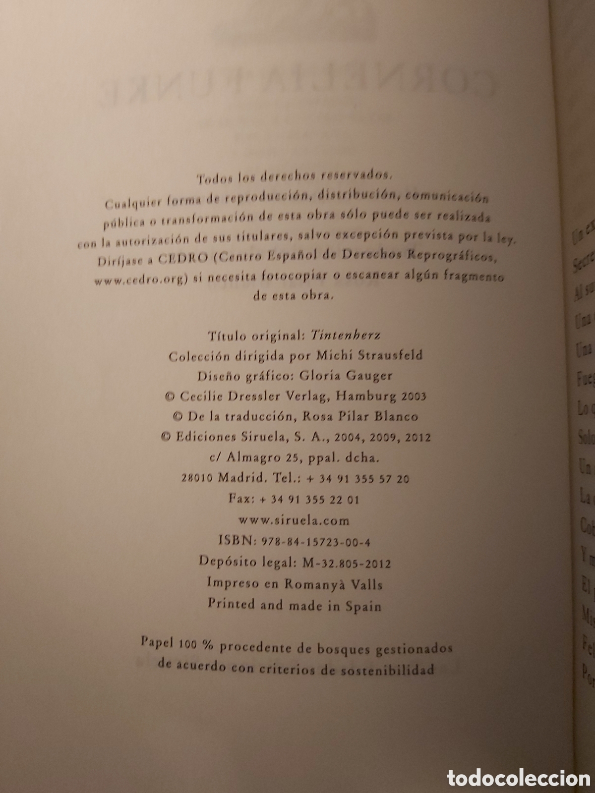 Libros de segunda mano: CORAZ&Oacute;N DE TINTA $ CORNELIA FUNKE $ SIRUELA $ 2012 - Foto 4