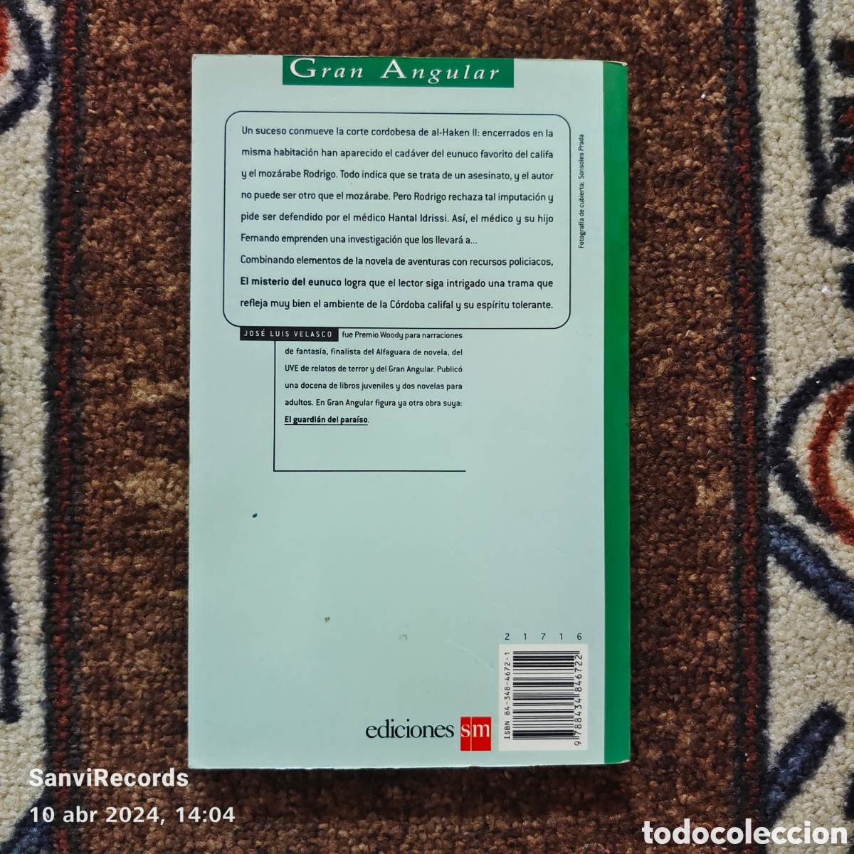 Libros de segunda mano: EL MISTERIO DEL EUNUCO (JOS&Eacute; LUIS VELASCO) (SM, GRAN ANGULAR) - Foto 2
