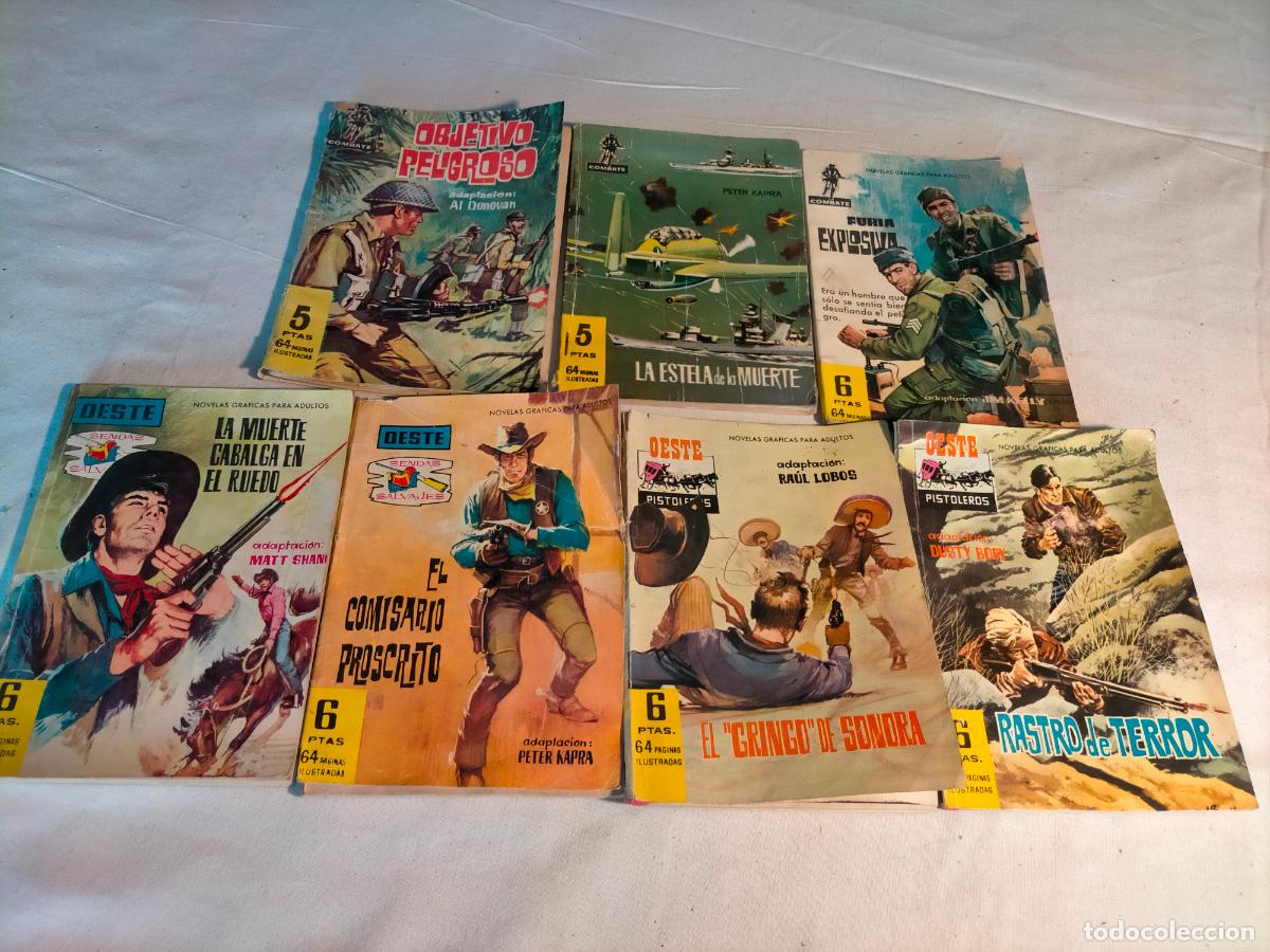 Gebrauchte B&uuml;cher: Lote 7 libros revistas novelas colecci&oacute;n oeste cowboys vaqueros peque&ntilde;as y combate guerra