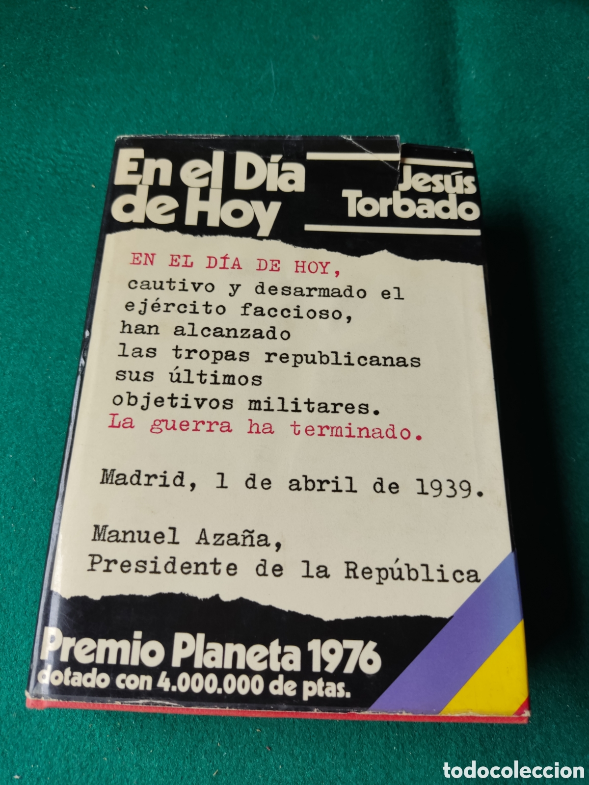 Second hand books: Libro en el d&iacute;a de hoy de Jes&uacute;s torbado primera edici&oacute;n