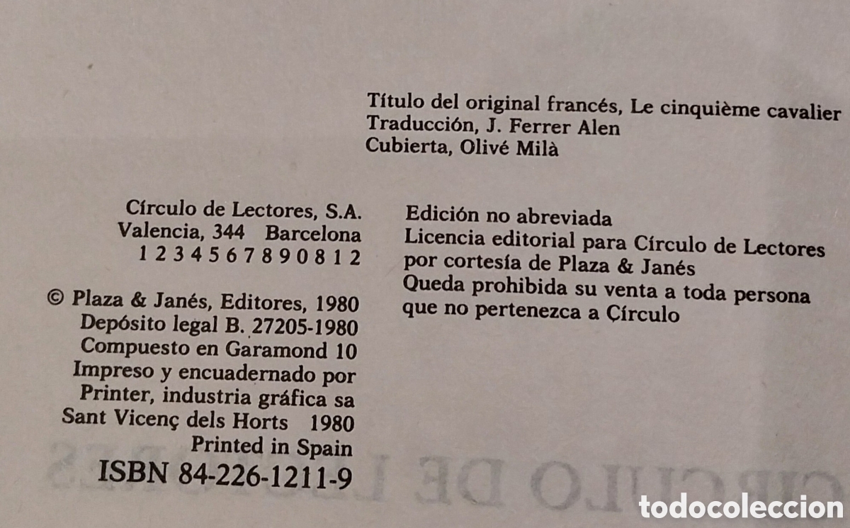 Libros de segunda mano: Novela &rdquo;El Quinto Jinete&rdquo; - Foto 7