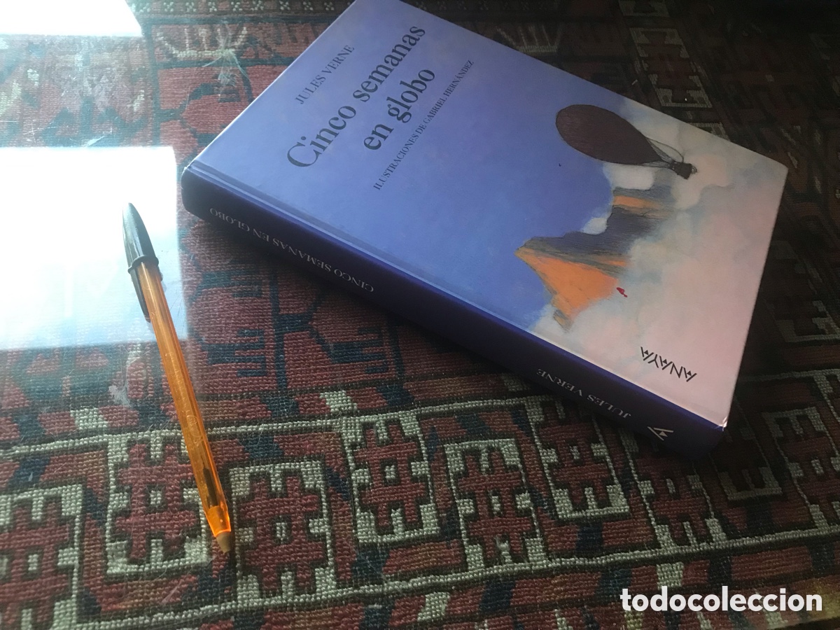 Libros de segunda mano: Cinco semanas en globo. Joules Verne. Anaya. Ilustraciones de Gabriel Hern&aacute;ndez
