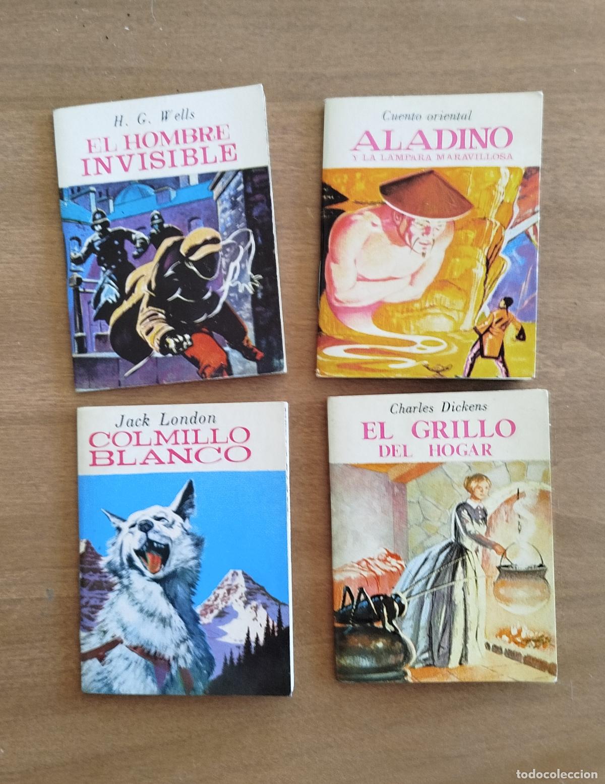Libros de segunda mano: LOTE 4 MINIBIBLIOTECA LITERATURA ( PETETE )UNIVERSAL -ALADINO COLMILLO BLANCO HOMBRE INVISIBLE 1982.