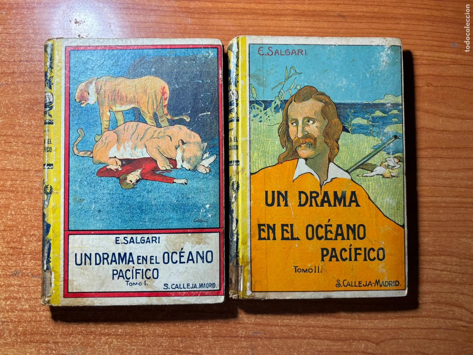 Libros de segunda mano: UN DRAMA EN EL OCEANO PACIFICO DE EMILIO SALGARI OBRA COMPLETA SATURNINO CALLEJA