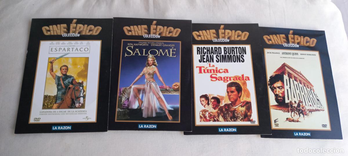 Libros de segunda mano: CINE &Eacute;PICO. 4 DVDs. ESPARTACO - SALOM&Eacute; - LA T&Uacute;NICA SAGRADA - BARRABAS. La Raz&oacute;n