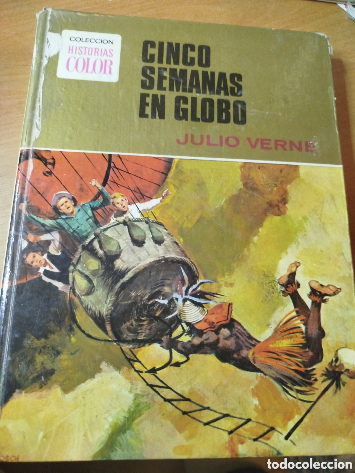 Libros de segunda mano: Cinco semanas en globo. Julio Verne. Colecci&oacute;n de historias a color