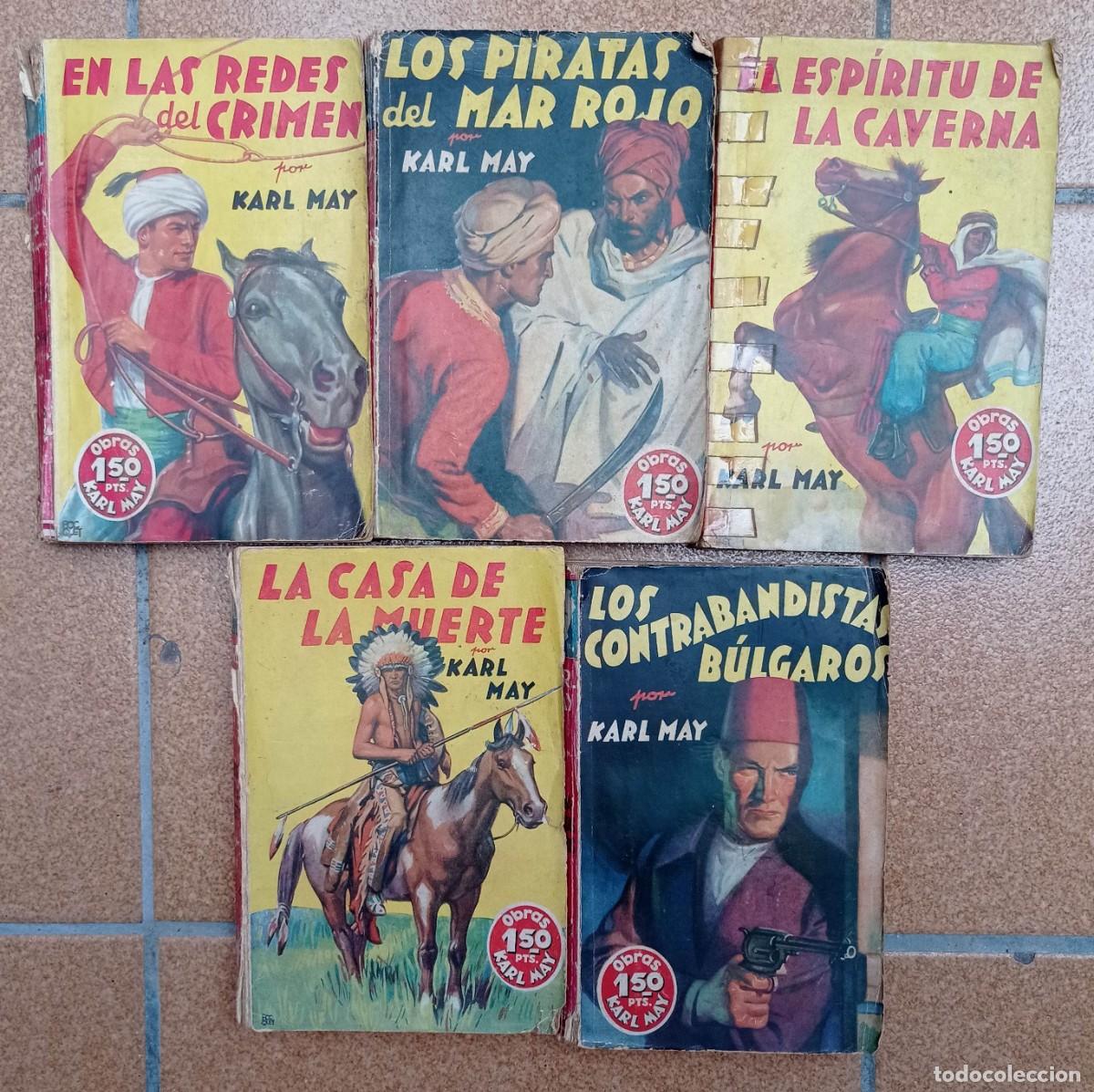 Libros de segunda mano: 5 LIBROS DE KARL MAY N&ordm; 4, 5, 6, 8 Y 9. EDITORIAL MOLINO 1937
