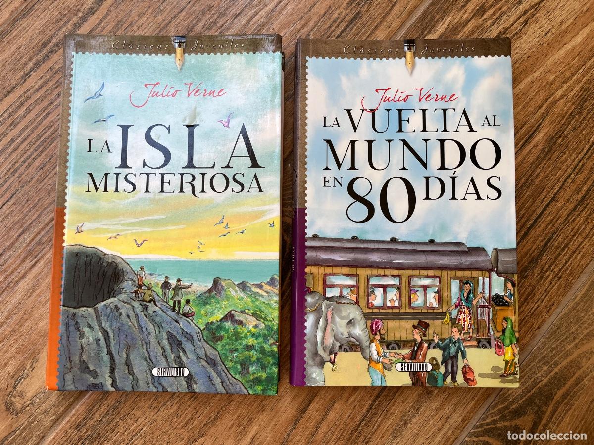 Libros de segunda mano: JULIO VERNE CL&Aacute;SICOS JUVENILES SERVILIBRO - La vuelta al mundo y la isla misteriosa
