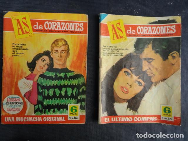 Libri di seconda mano: 2 LIBROS BOLSILLO NOVELA ROM&Aacute;NTICA GR&Aacute;FICA PARA ADULTOS SERIE AS DE CORAZONES. A&Ntilde;OS 60.