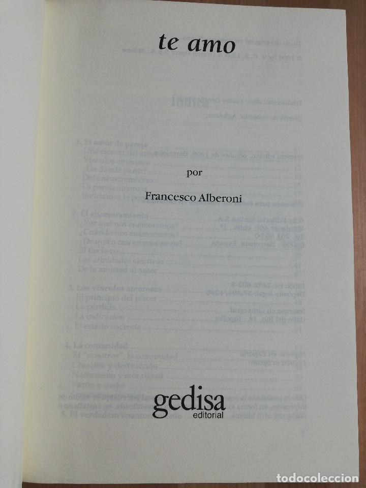 Libros de segunda mano: TE AMO (FRANCESCO ALBERONI) - Foto 2