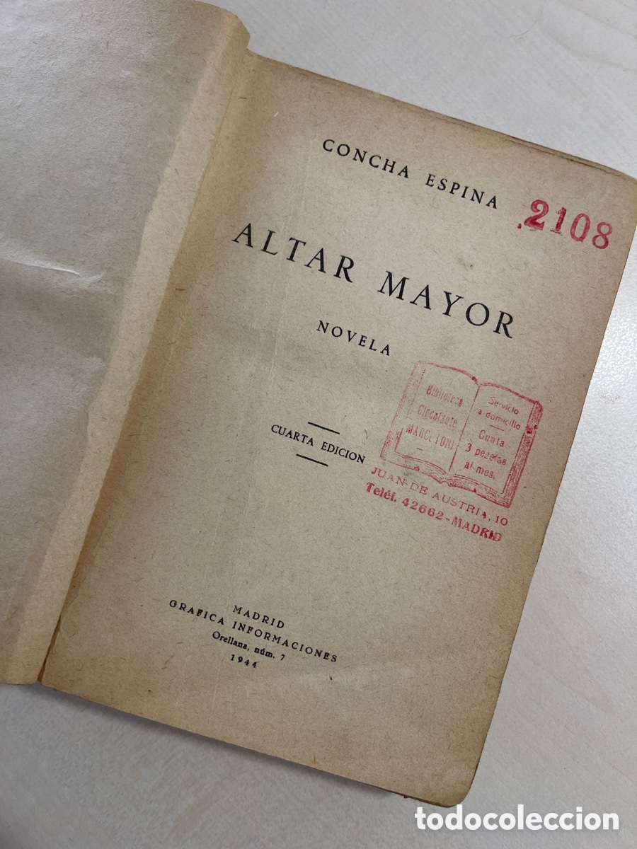 Libros de segunda mano: Altar Mayor, Concha Espina 1944 - Foto 1
