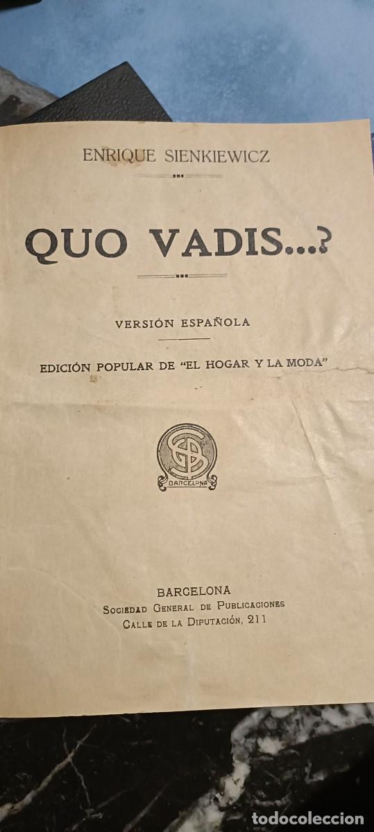 Libros de segunda mano: Quo Vadis?? Edici&oacute;n popular el hogar y la moda