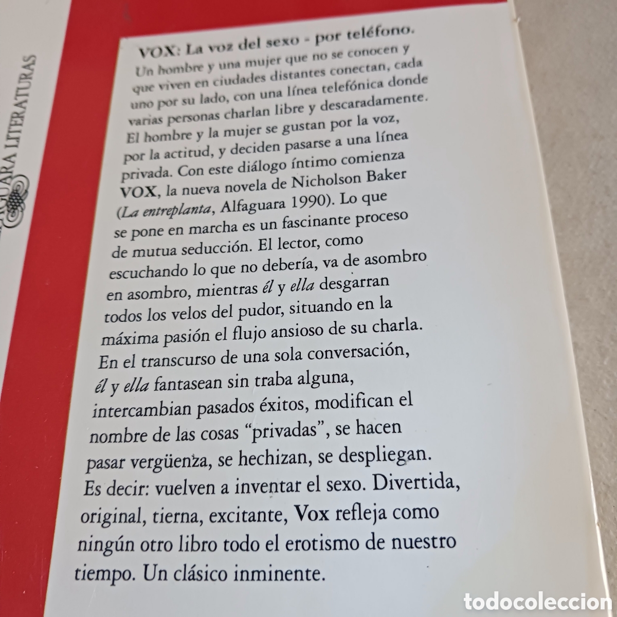 Libros de segunda mano: Vox de Nicholson Baker - Foto 3