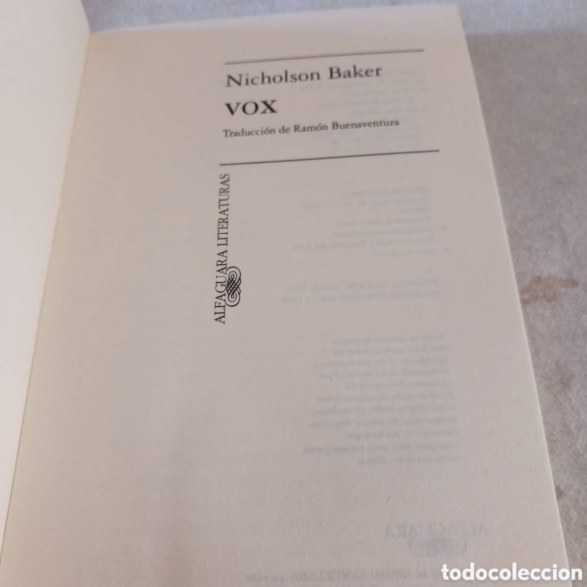 Libros de segunda mano: Vox de Nicholson Baker - Foto 5