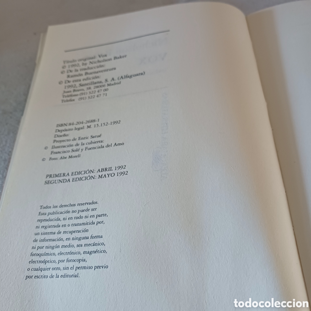 Libros de segunda mano: Vox de Nicholson Baker - Foto 6