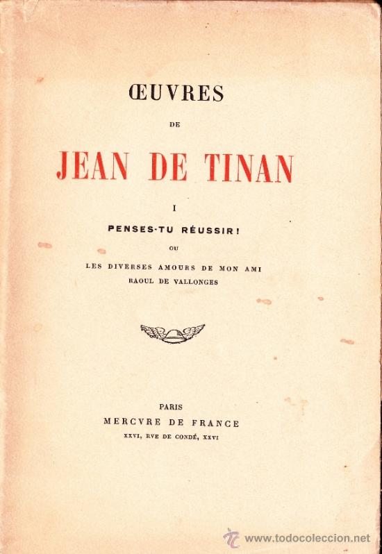 Libros de segunda mano: CEUVRES DE JEAN DE TINAN (EN FRANC&Eacute;S) - Foto 1